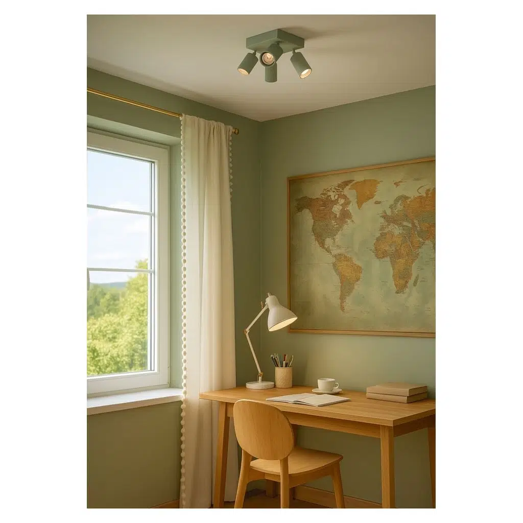 4 lü dörtlü hareketli başlık Mint Yeşili Metal Gövde GU10 LED Hareketli Tavan Spot Avize