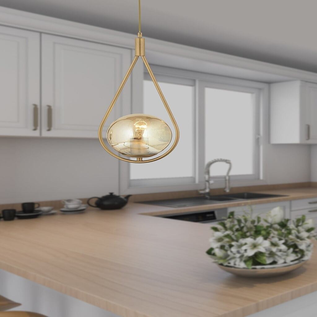 Damla Tekli Bal Glop Camlı Eskitme Avize