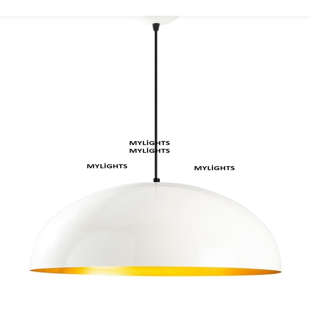 DEMET HABEK MYLİGHTS 50CM PARLAK BEYAZ İÇİ ALTIN METAL SARKIT AVİZE