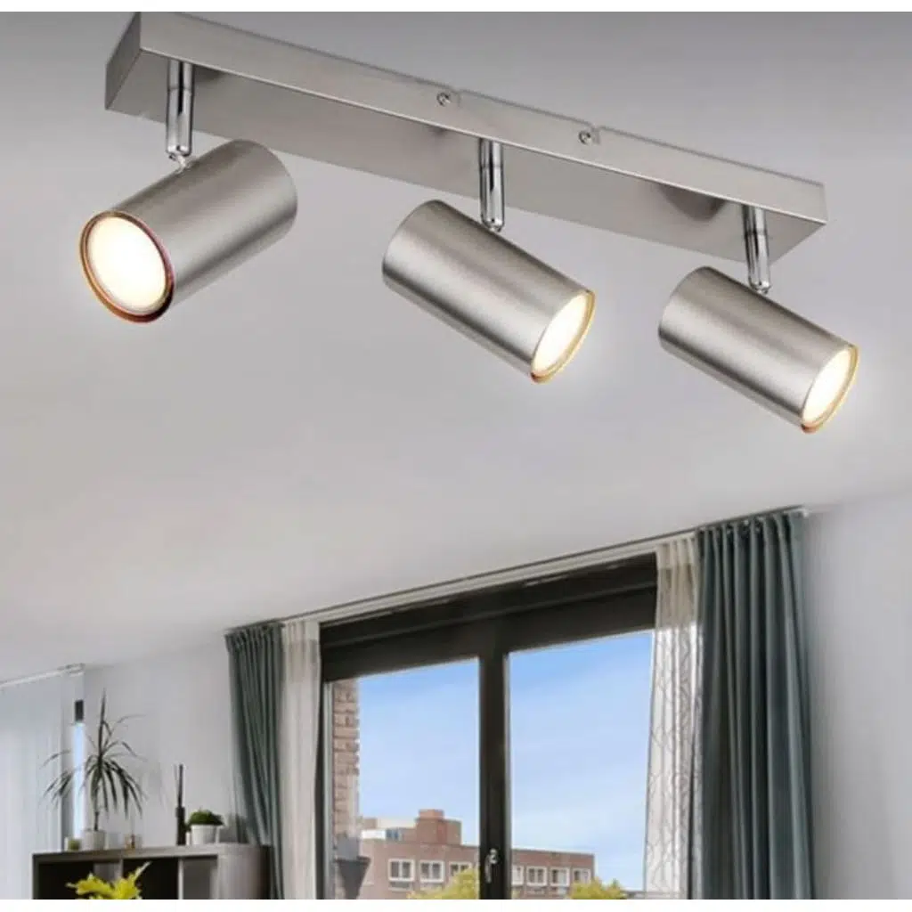 demet habek mylights 60cm inox metal gövdeli gün ışığı led ampullü hareketli spor spot modern led avize 