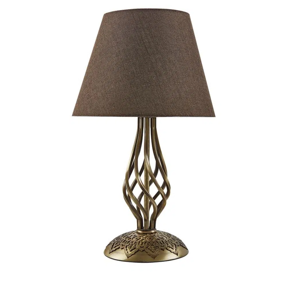 DEMET HABEK MYLİGHTS ESKİTME DEKORATİF OTANTİK ABAJUR KAHVE BAŞLIK MASA LAMBASI GECE LAMBASI