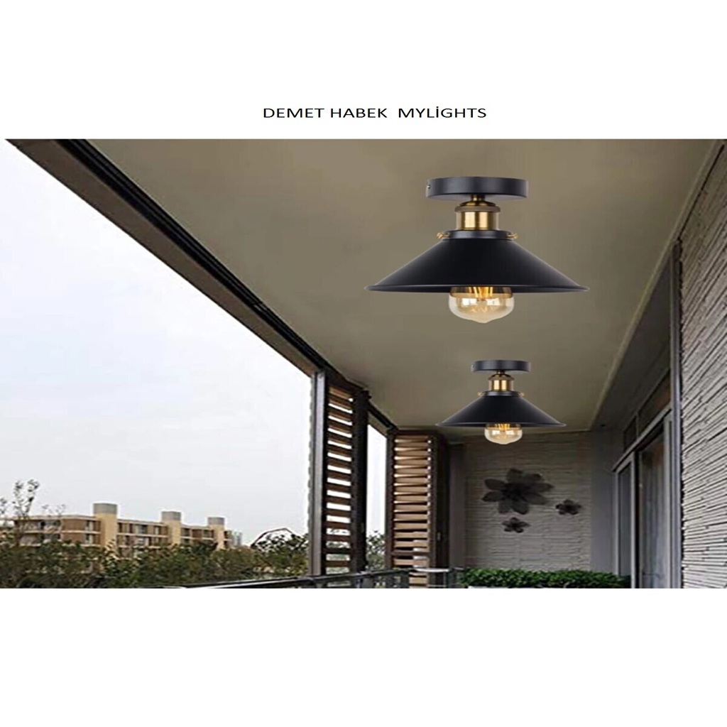 DEMET HABEK MYLİGHTS MYLİGHTS RETRO RUSTİK PLOFONYER TAVAN AVİZE RUSTİK AVİZE METAL AVİZE 23 CM