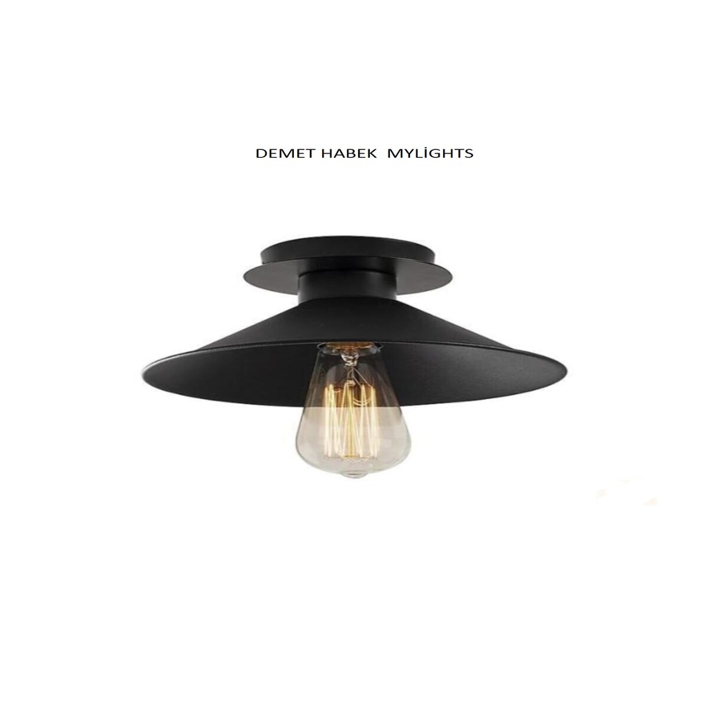 DEMET HABEK MYLİGHTS MYLİGHTS RETRO RUSTİK SİYAH TAVAN AVİZE 23CM PLOFONYER AVİZE