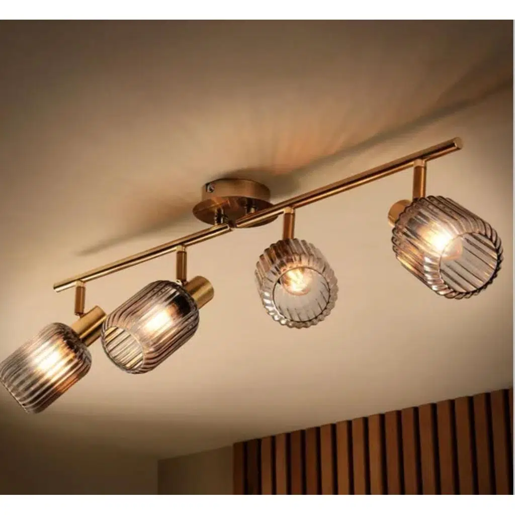 Demet Habek mylights vintage hareketli bal camlı dörtlü avize retro rustik salon avize 