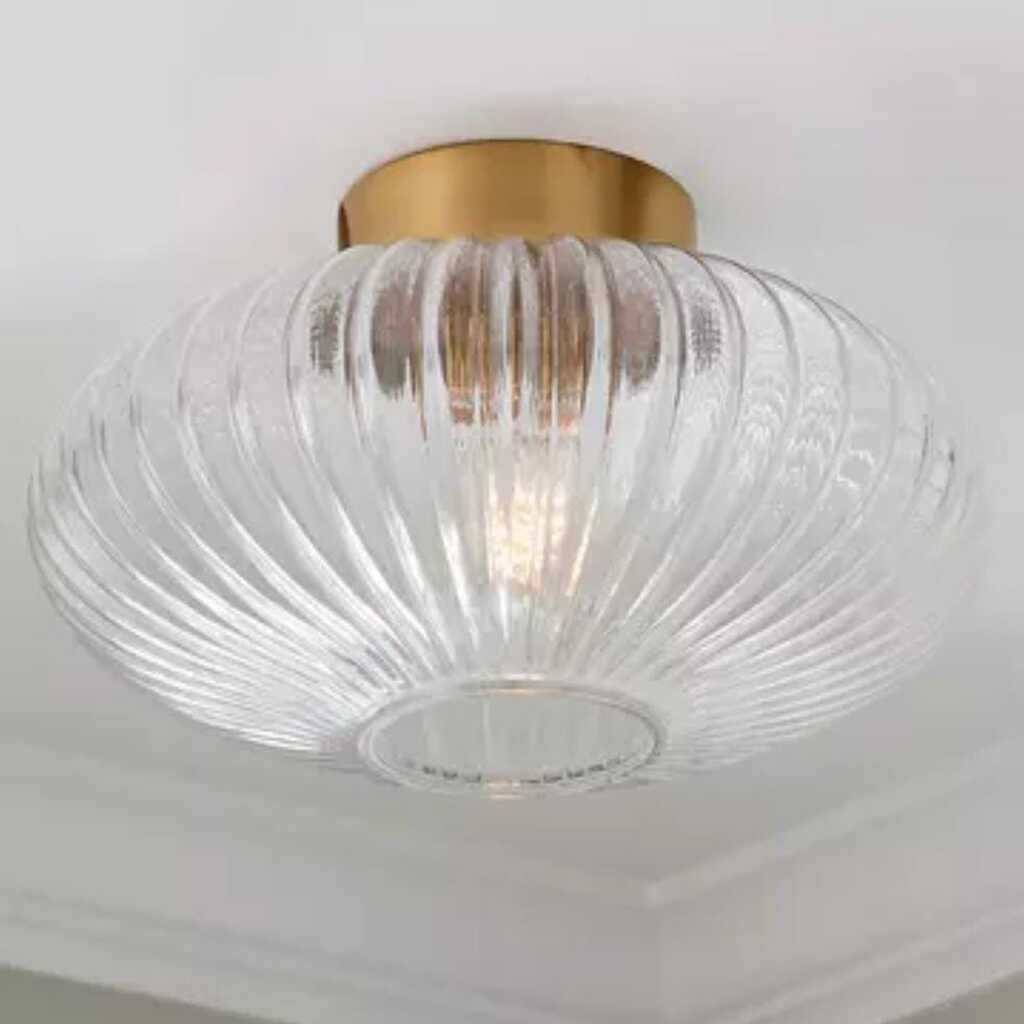 DEMET HABEK MYLİGHTS RUSTİK VİNTAGE ŞEFFAF ELİPS CAMLI TAVAN PLOFONYER AVİZE ÇAP 30 CM