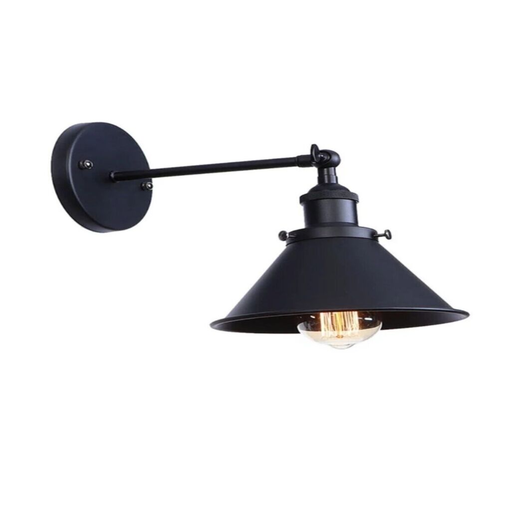 Retro Rustik Mafsalı Siyah Hareketli Aplik Duvar Aplik Tavan Avize En 22 Cm