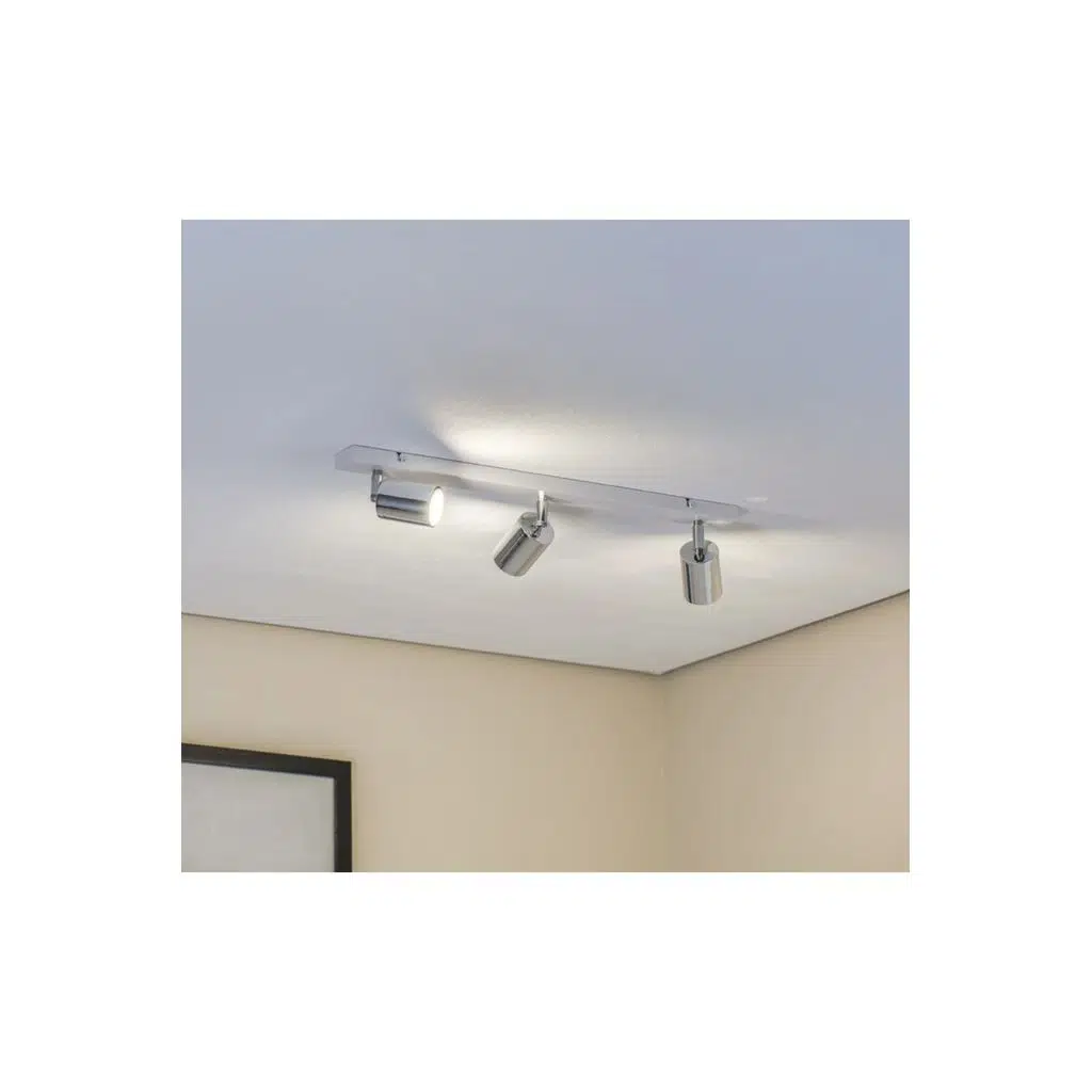 GU10 3lü Üçlü Beyaz Gövde Krom Başlıklı Hareketli Tasarruflu LED Tavan Spot Avize