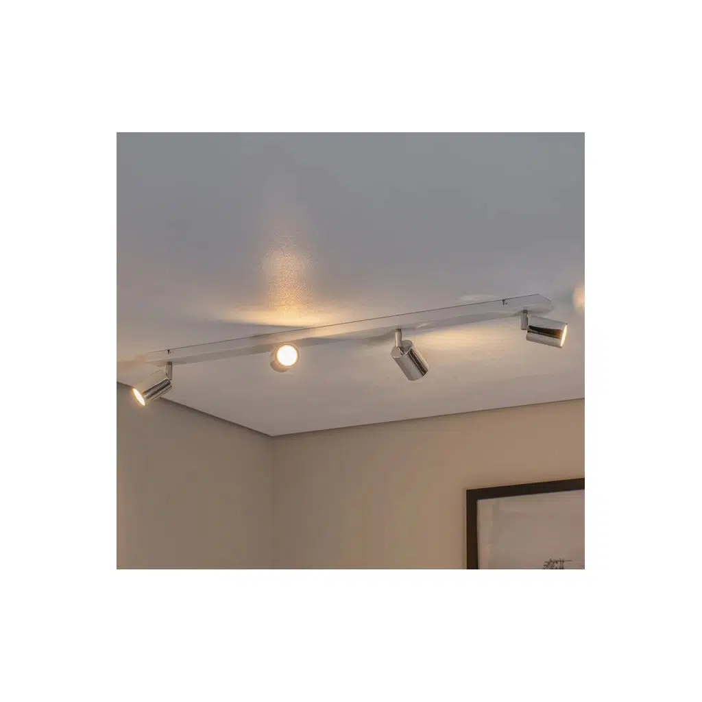 GU10 4’lü dörtlü 100 cm Beyaz Gövde Krom Başlıklı Hareketli Tasarruflu LED Tavan Spot Avize