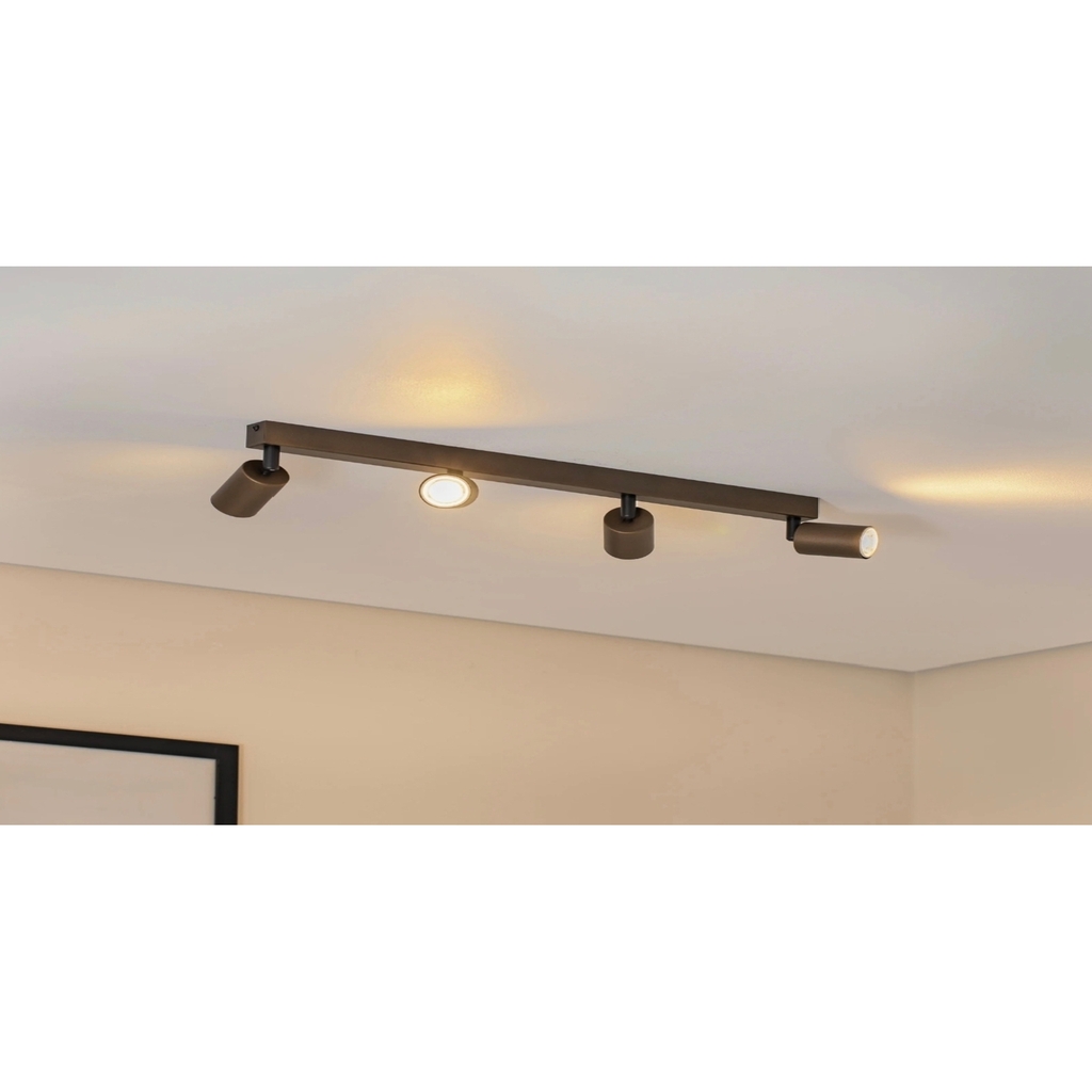 GU10 4’lü Kahverengi Siyah Metal Spot Hareketli Başlık Tasarruflu LED