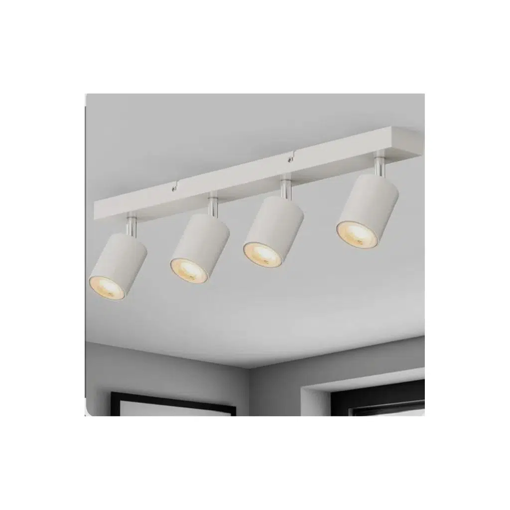 GU10 Beyaz Metal Gövde 4’lü Hareketli Başlıklı LED Spot Avize Günüışığı Beyaz Işık Tasarruflu