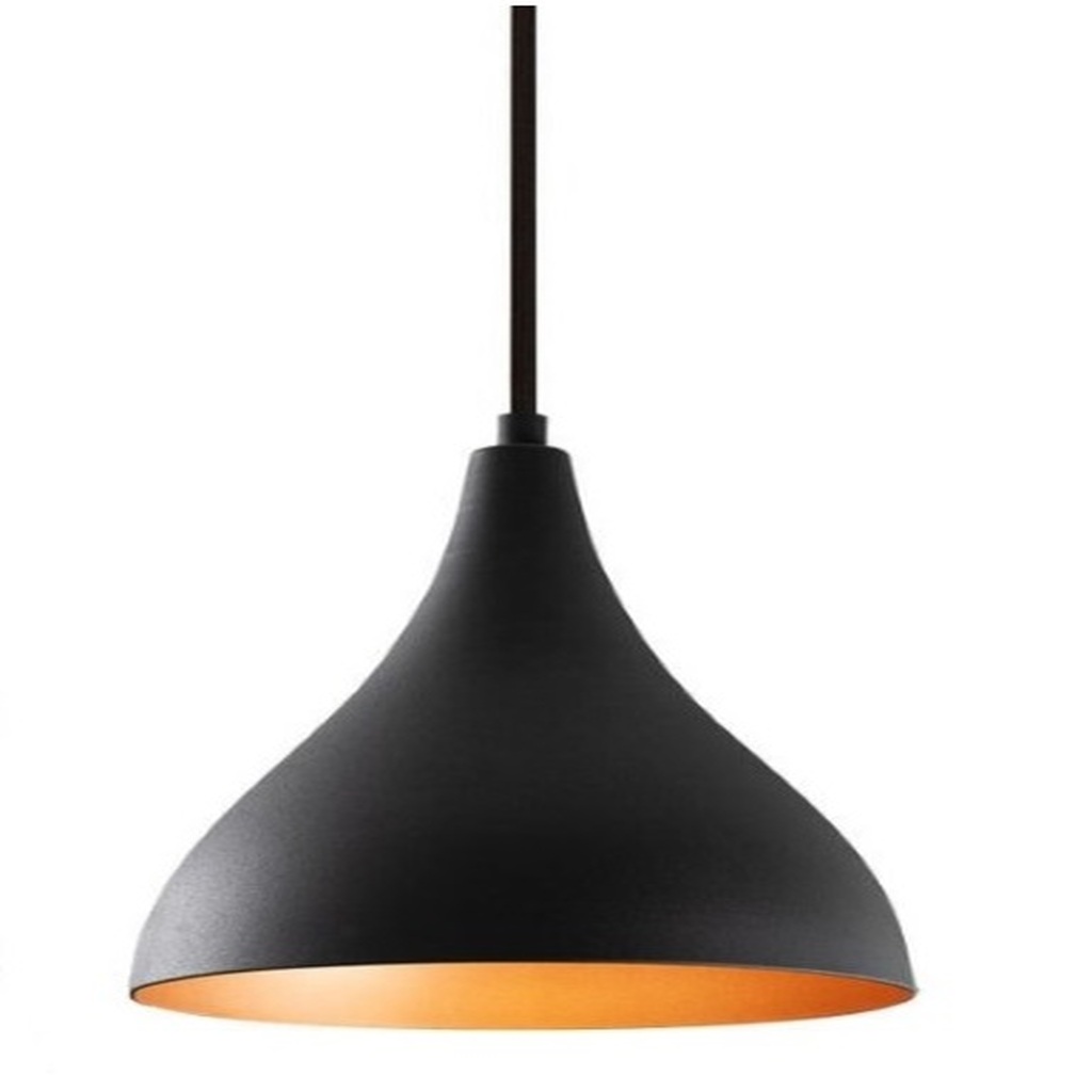 MY LİGHTS RETRO RUSTİK METAL SARKIT AVİZE SİYAH İÇİ ALTIN TEKLİ AVİZE 