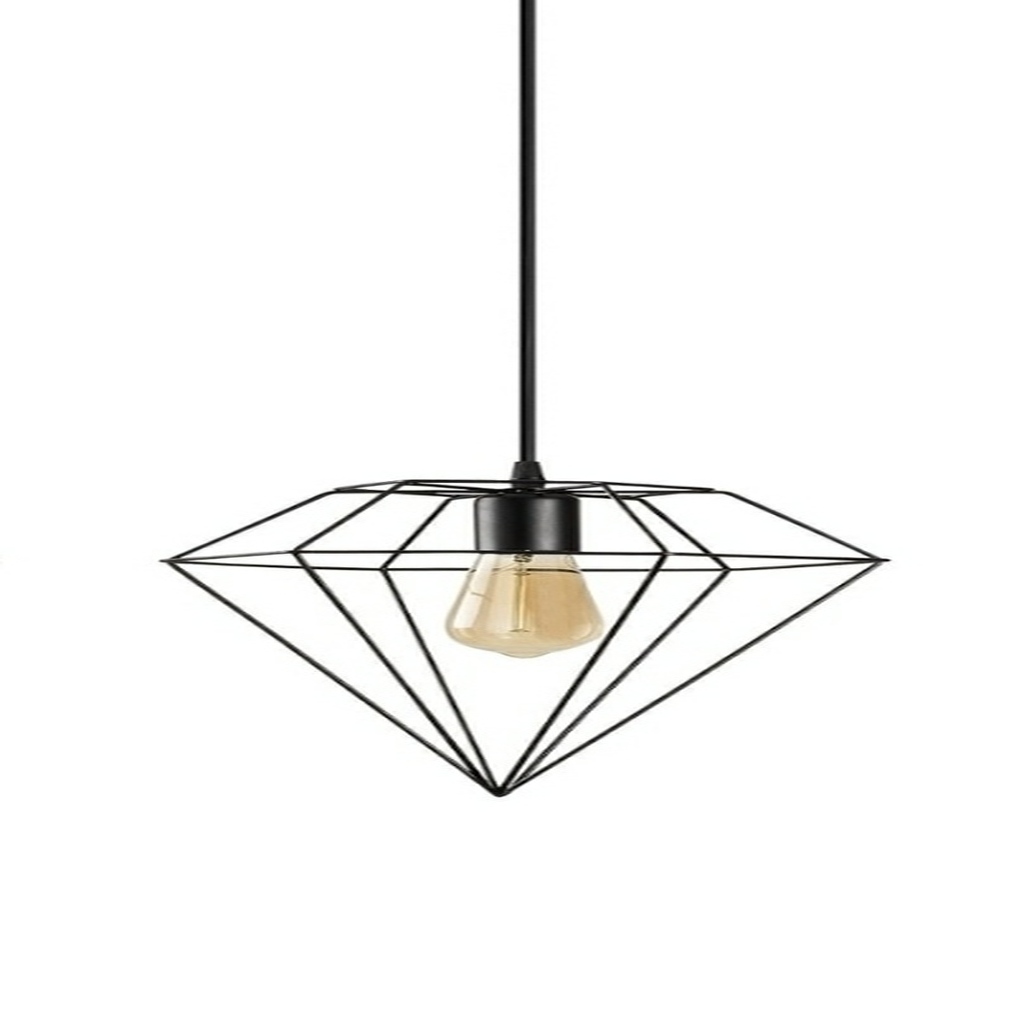 MY LİGHTS SİYAH PRİZMA METAL RETRO RUSTİK TEKLİ SARKIT AVİZE E27