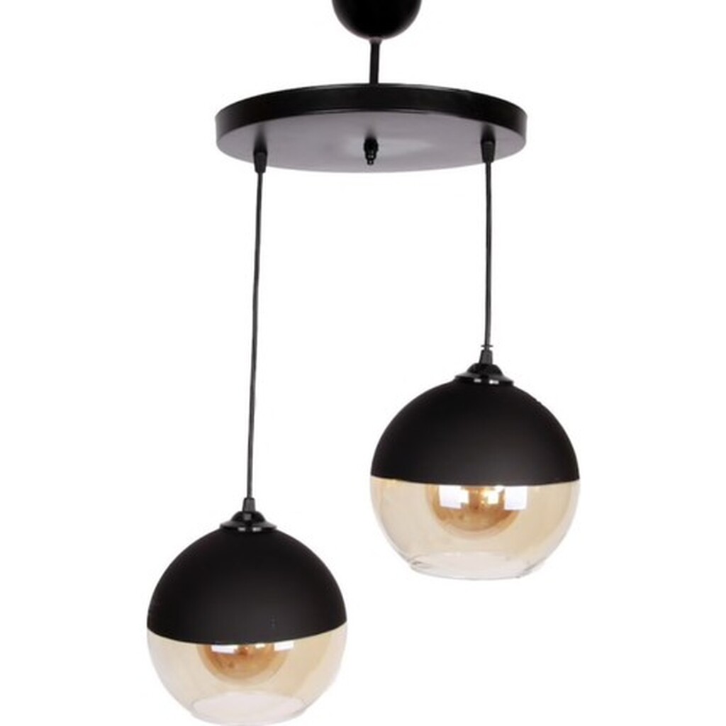 Mylight Eskitme İkili Sarkıt Avize Siyah Bal Cam