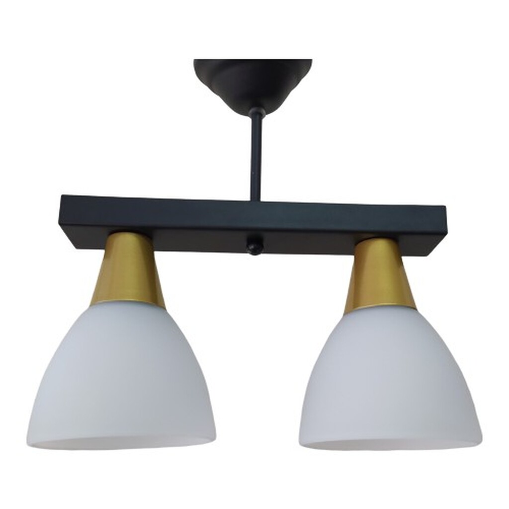 Mylight Moder Spor Ikili Yuvarlak Siyah ve Gold Avize