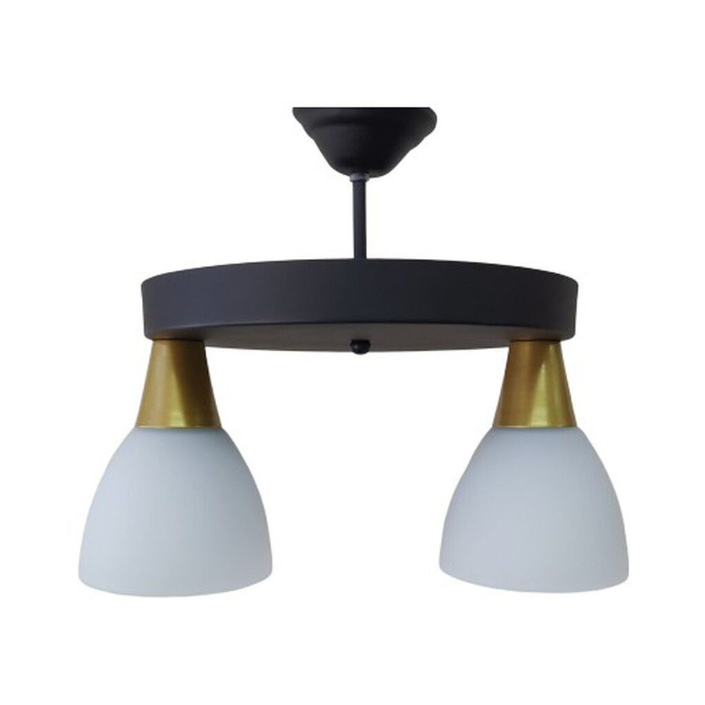 Mylight Moder Spor Ikili Yuvarlak Siyah ve Gold Avize