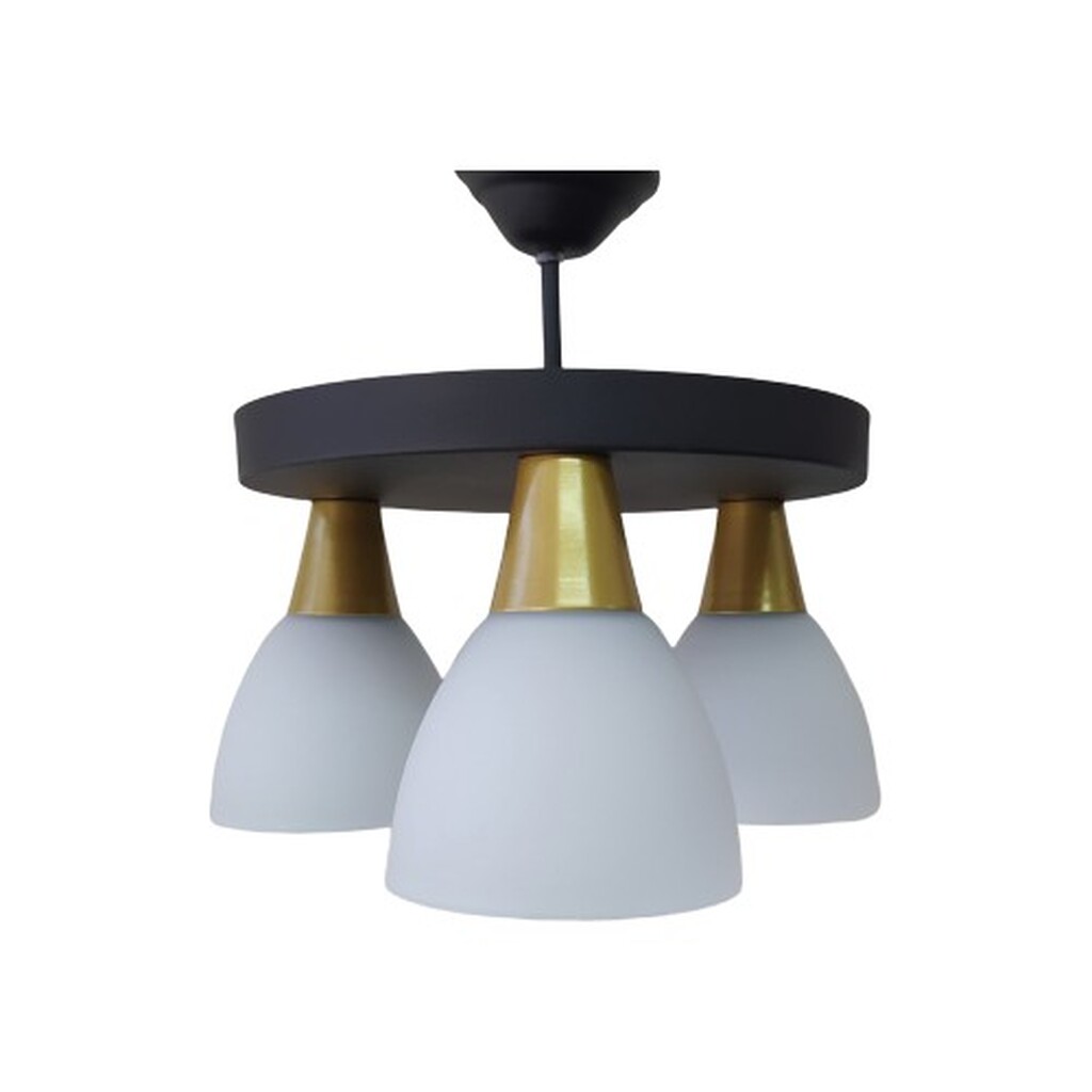 Mylight Moder Spor Ikili Yuvarlak Siyah ve Gold Avize