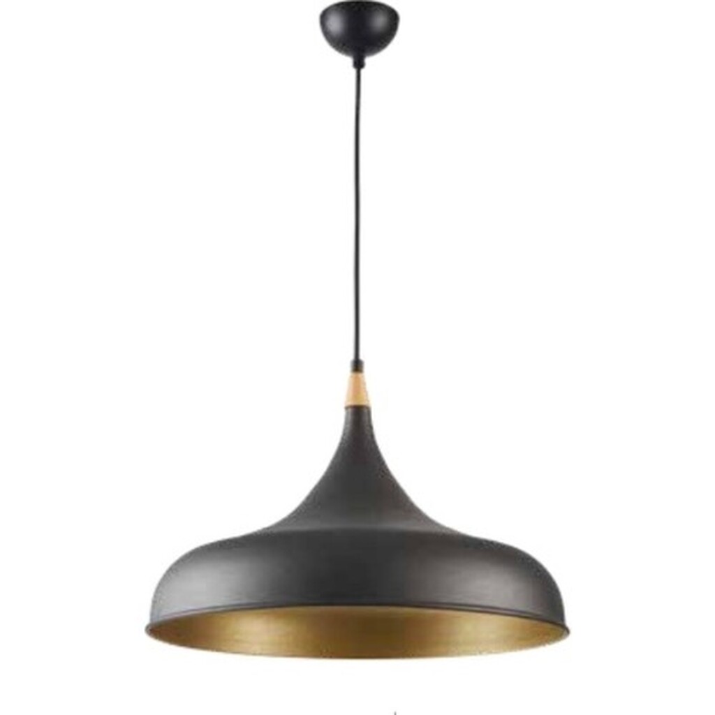 Mylight Retro 50 cm Siyah Içi Sarı Metal Sarkıt Avize