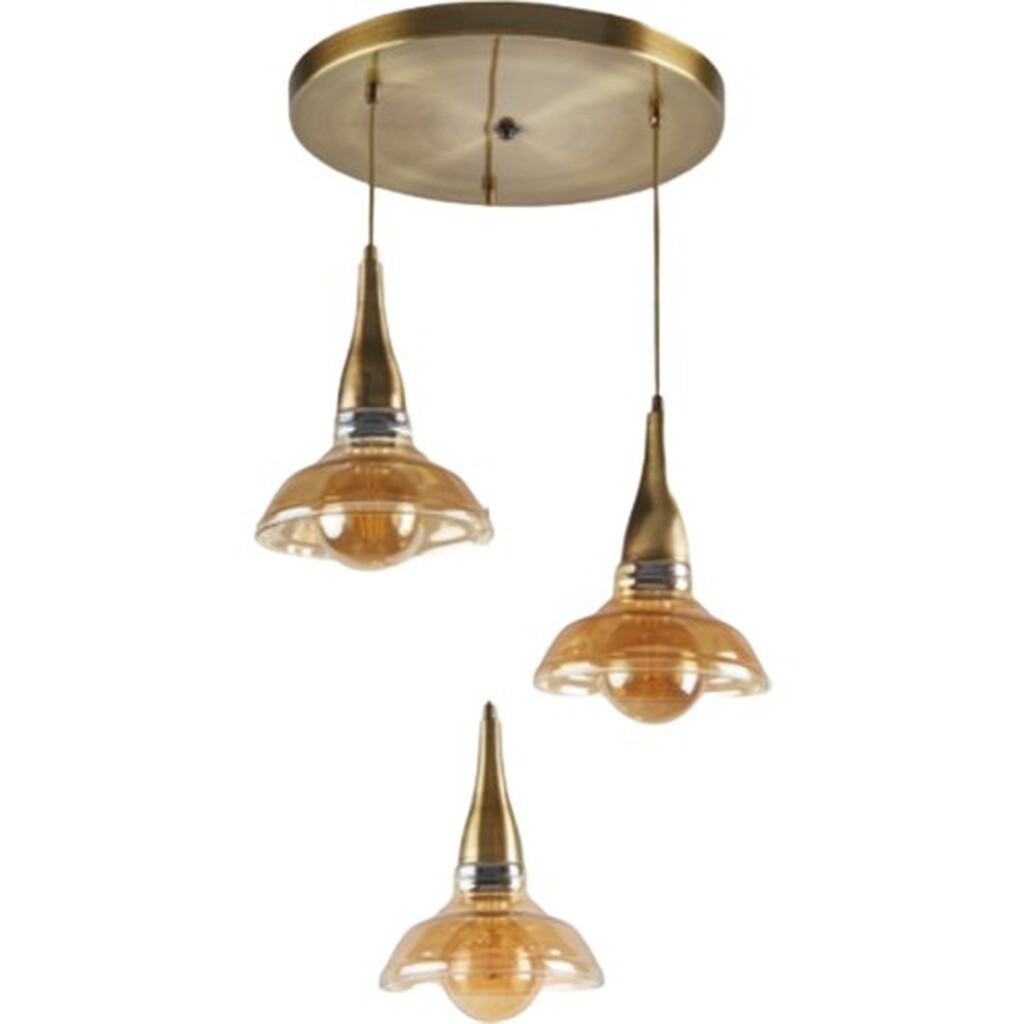 Mylight Retro Eskitme 40 cm Çaplı 3'lü Bal Camlı Sarkıt