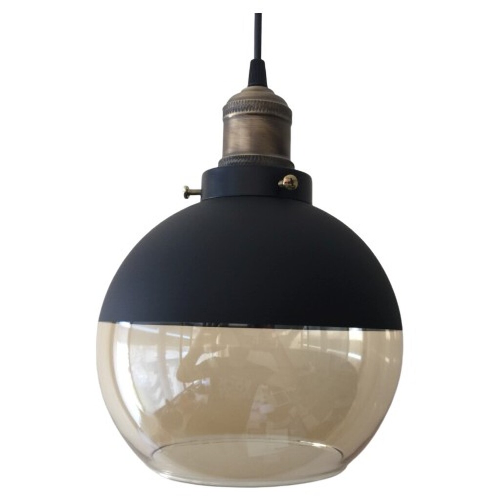 Mylight Retro Eskitme Askılı Tekli Siyah Bal Cam Sarkıt 20 cm