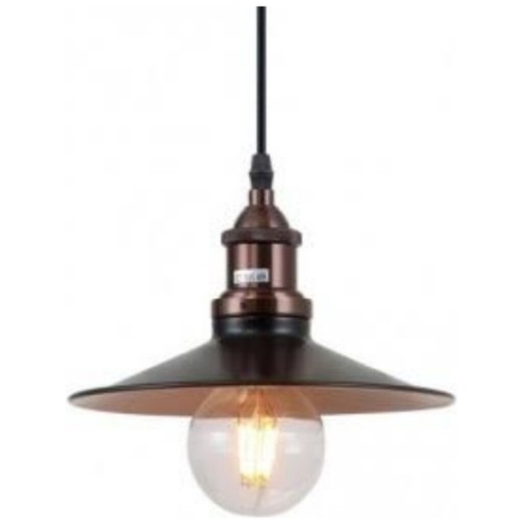 Mylight Retro Rustik Avize Siyah Içi Sarı Bakır Askılı