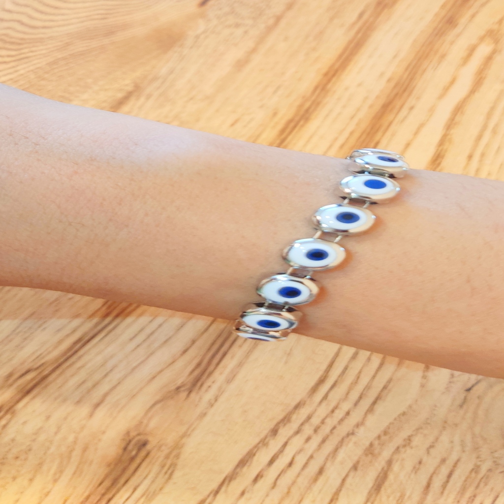 MYLİGHTS 1.KALİTE ÇELİK NAZAR BONCUKLU ASLA KARARMAZ BİLEKLİK KARGO BEDAVA 