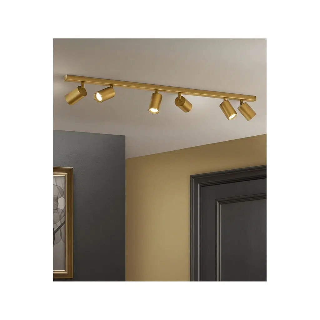 Mylights 120 cm Mat Gold Eskitme Kaplama 5’li GU10 LED Spot hareketli başlık led Tavan Aydınlatma