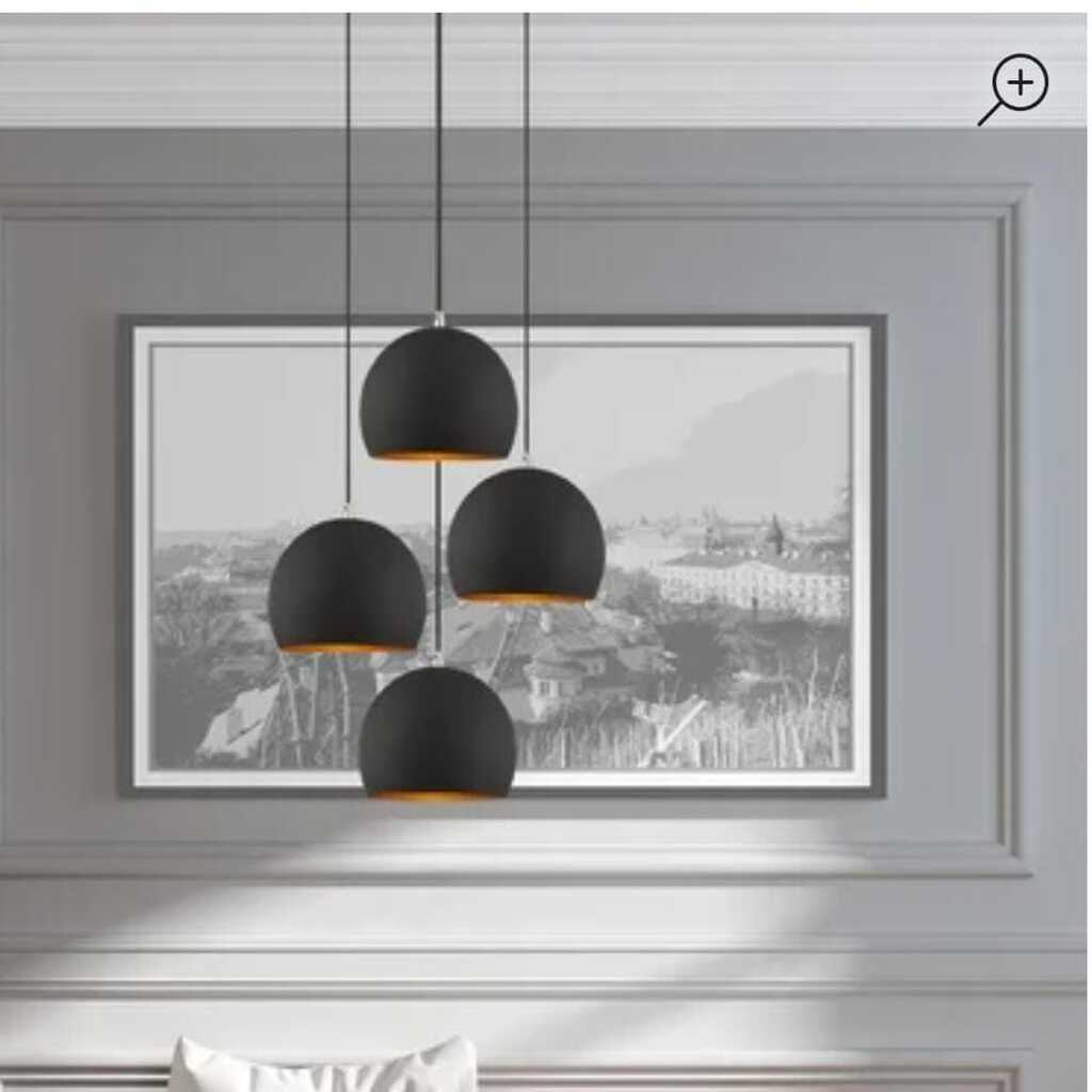 MYLİGHTS 20 CM KÜRELİ DÖRTLÜ SARKIT AVİZE METAL AVİZE SALON AVİZE GALERİ BOŞLUĞU YÜKSEK TAVAN 