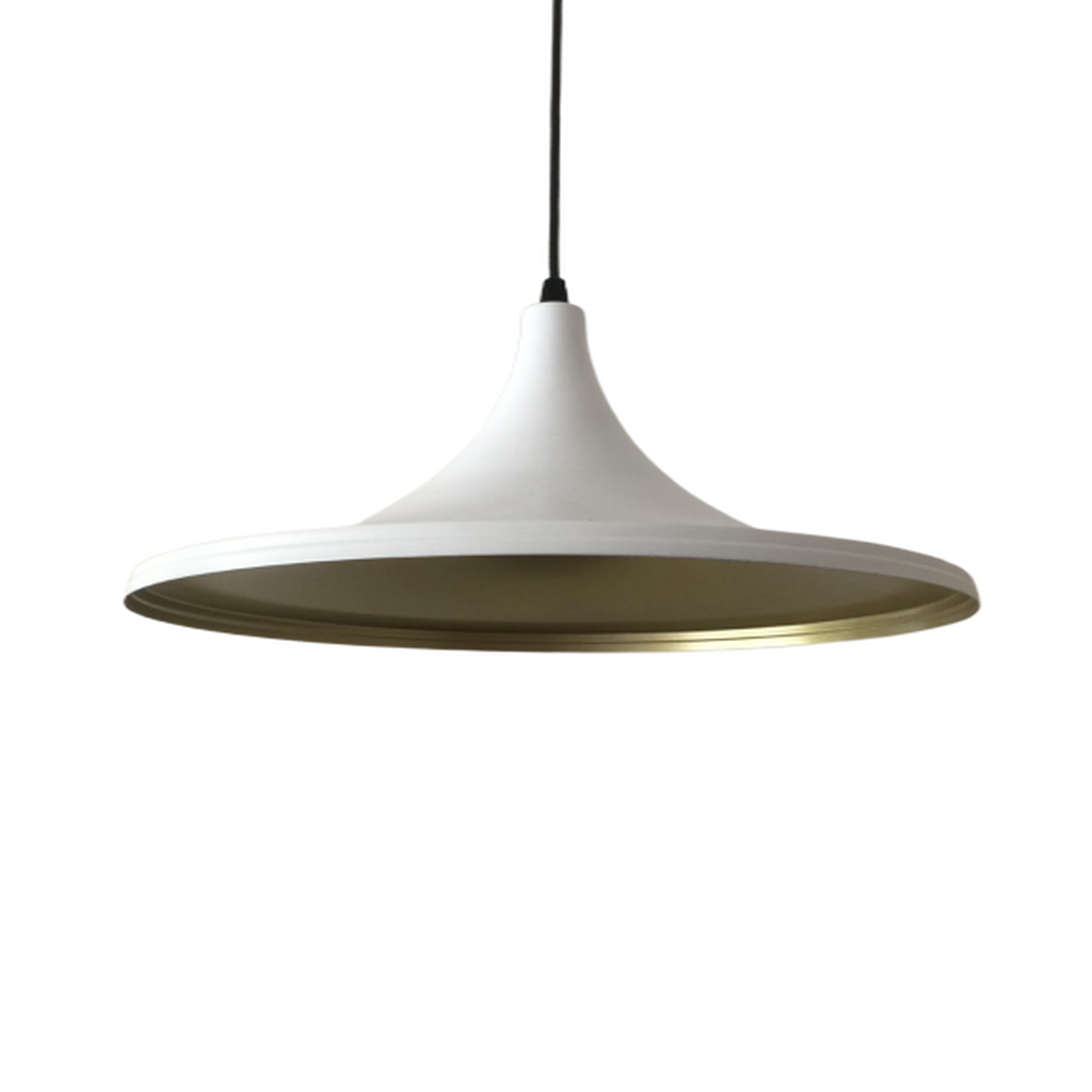 MYLİGHTS 37 CM MAT BEYAZ İÇİ ALTIN METAL SARKIT AVİZE RUSTİK RETRO TEKLİ 