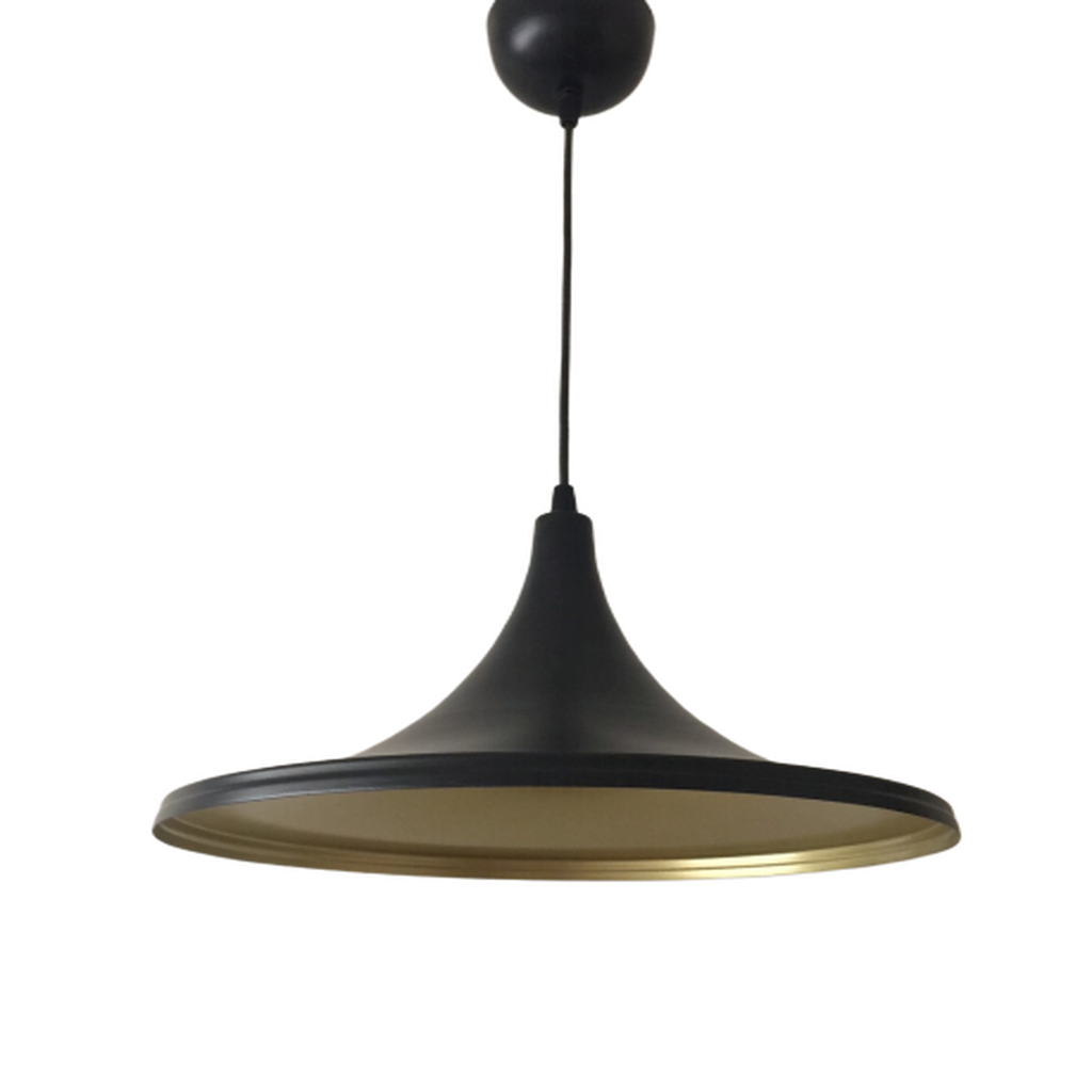 MYLİGHTS 37 CM MAT SİYAH İÇİ ALTIN METAL SARKIT RUSTİK AVİZE RETRO TEKLİ 