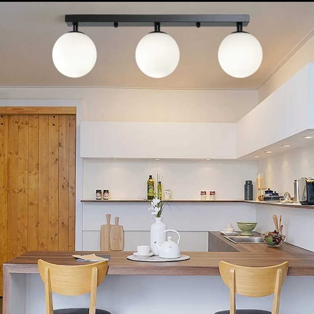 MYLİGHTS AVİZE RETRO ÜÇLÜ PLOFONYER AVİZE SIRALI ÜÇLÜ E27 DUYLU opla camlı 