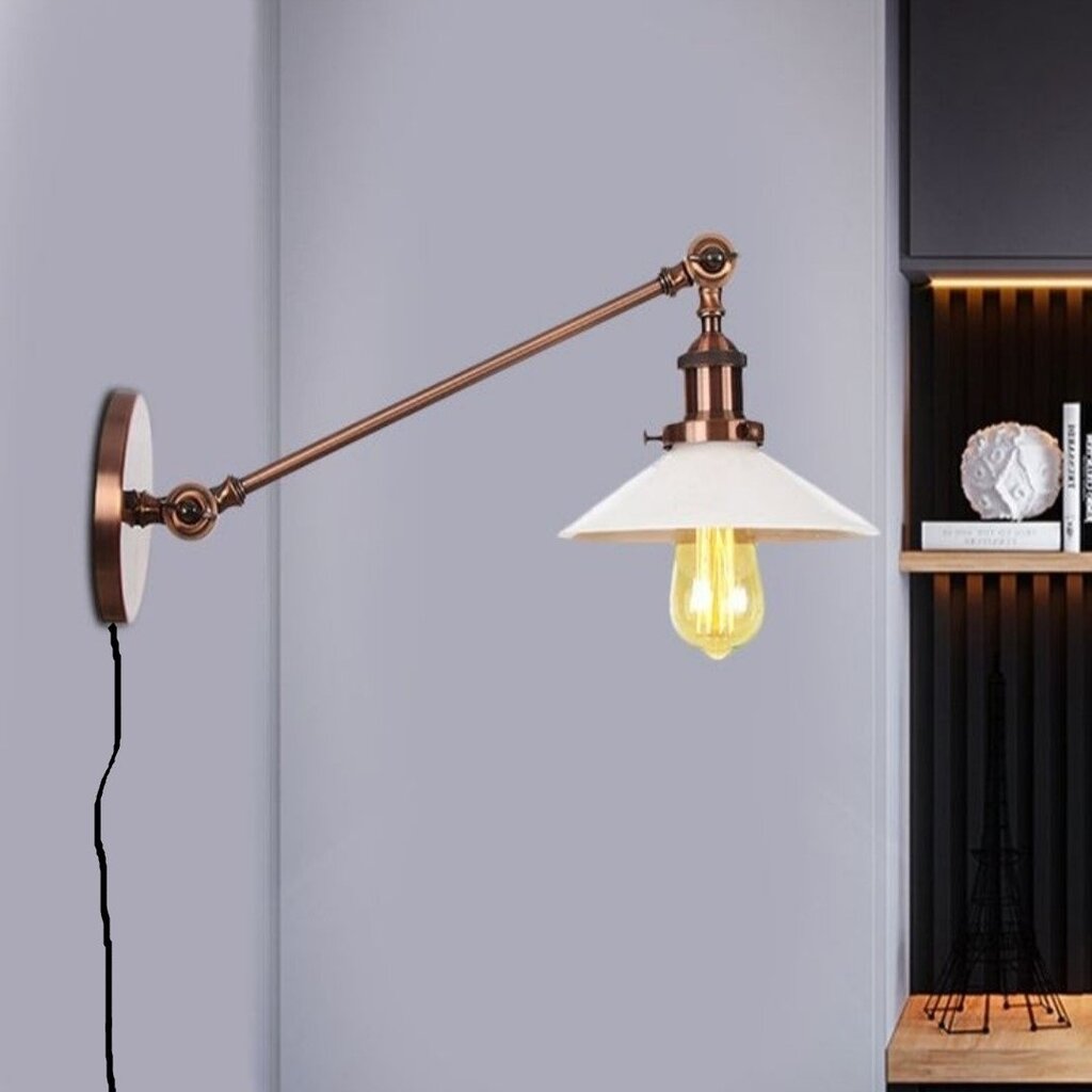 MYLİGHTS BAKIR ESKİTME KABLOLU FİŞLİ ANAHTARLI DUVAR APLİK OKUMA LAMBASI