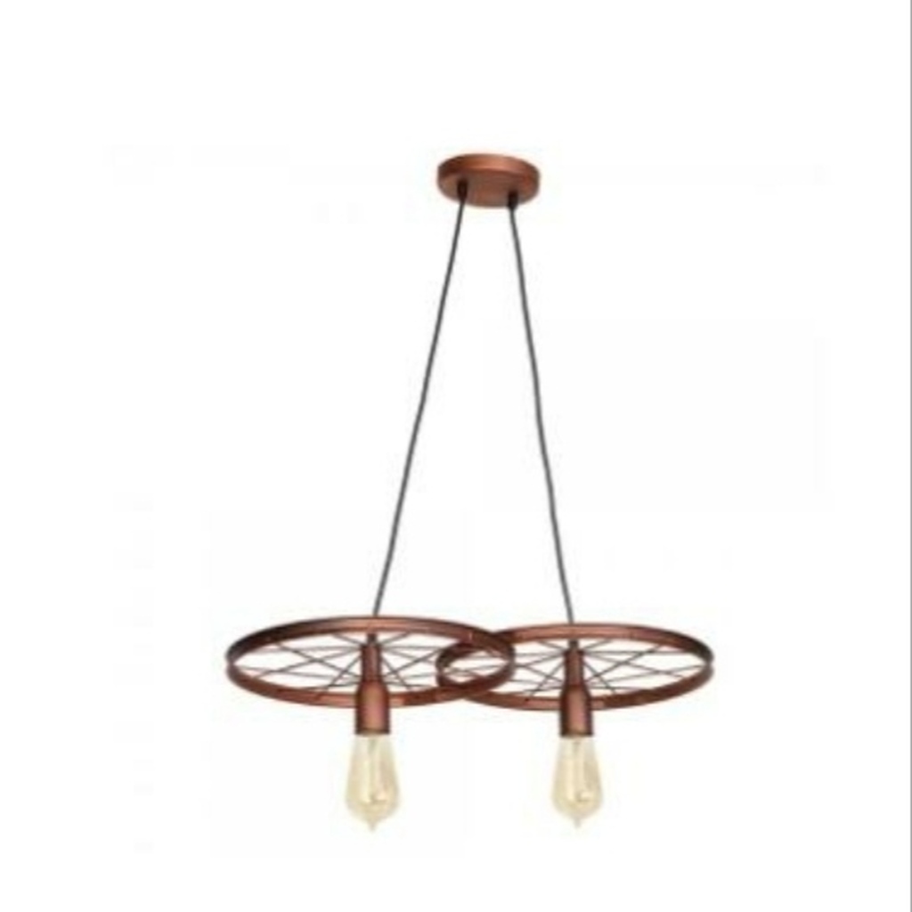 MYLİGHTS BAKIR ESKİTME PATİNALI AVİZE İKİLİ SARKIT AVİZE RUSTİK RETOR SARKIT AVİZE 