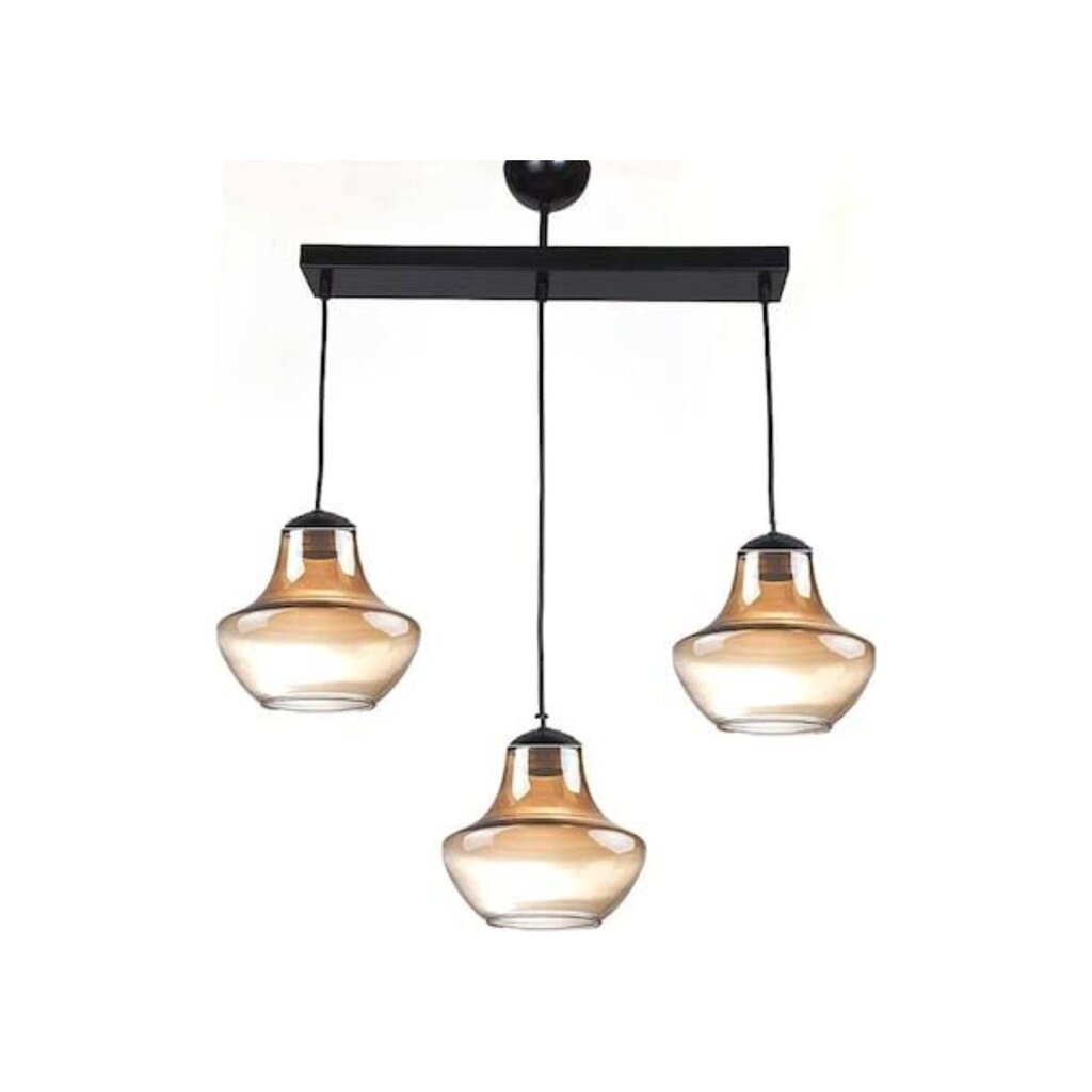 MYLİGHTS BAL CAMLI SIRALI ÜÇLÜ MASA ÜSTÜ SARKIT AVİZE