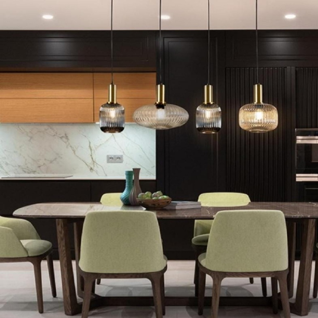 mylights balcamlı 4lu siyah 120 cm taban vintage sıralı masa 4lu avize