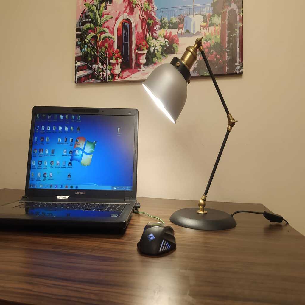 MYLİGHTS BANKER MASA LAMBASI OKUMA LAMBASI GRİ BAŞLIK HAREKETLİ AKROBATİK MASA LAMBASI