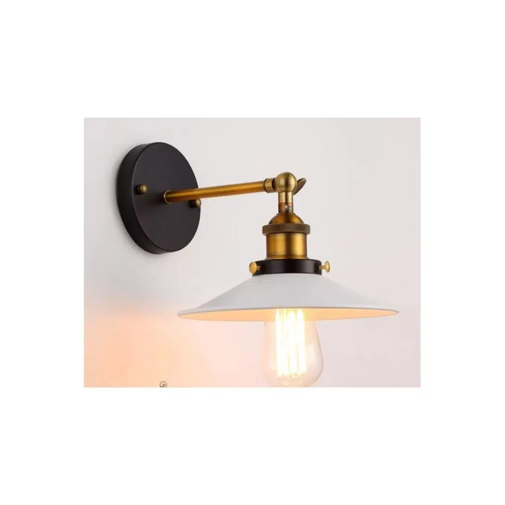 Mylights Demet Habek Metal Retro Rustik Mafsallı Beyaz Başlıklı Aplik