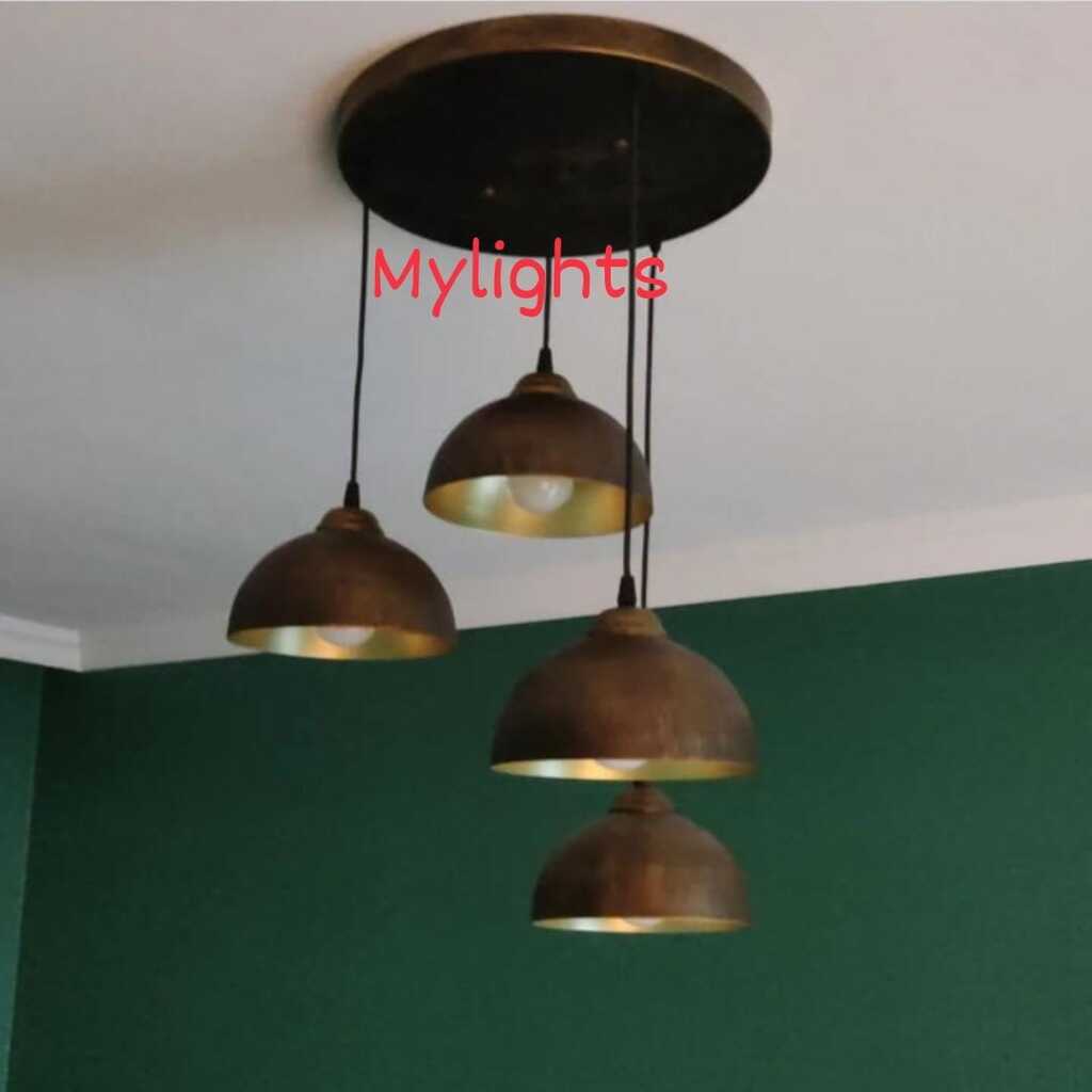 Mylights eskitme fırçalı metal sarkıt rustik vintage dört avize salon avize 