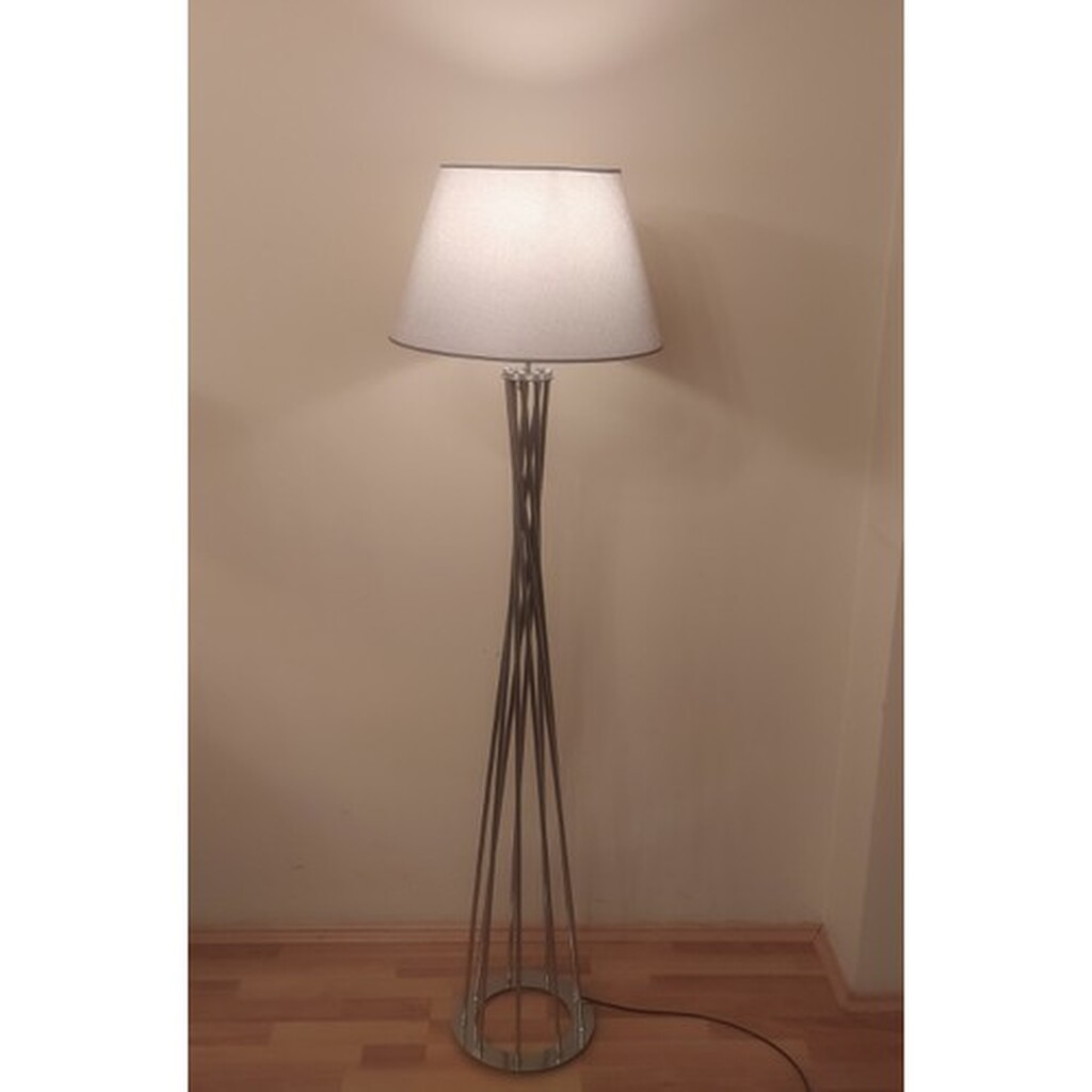 Mylights Gümüş Metal Ayak Gümüş Başlık Lambader Köşe Lambası
