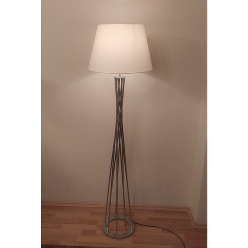 Mylights Gümüş Metal Ayak Lambader Beyaz Başlık Köşe Lambası