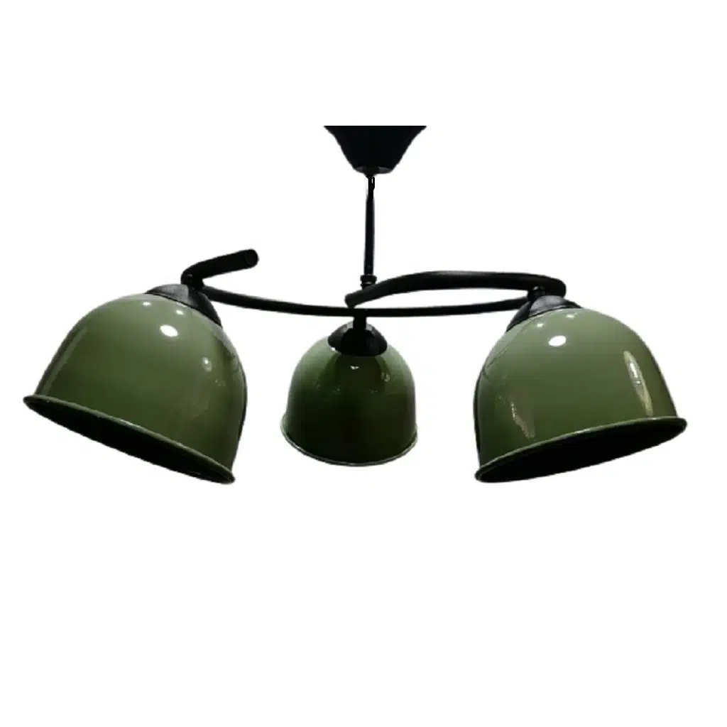 MYLİGHTS HAKİ YEŞİL ÜÇLÜ METAL AVİZE RUSTİK VİNTAGE AVİZE