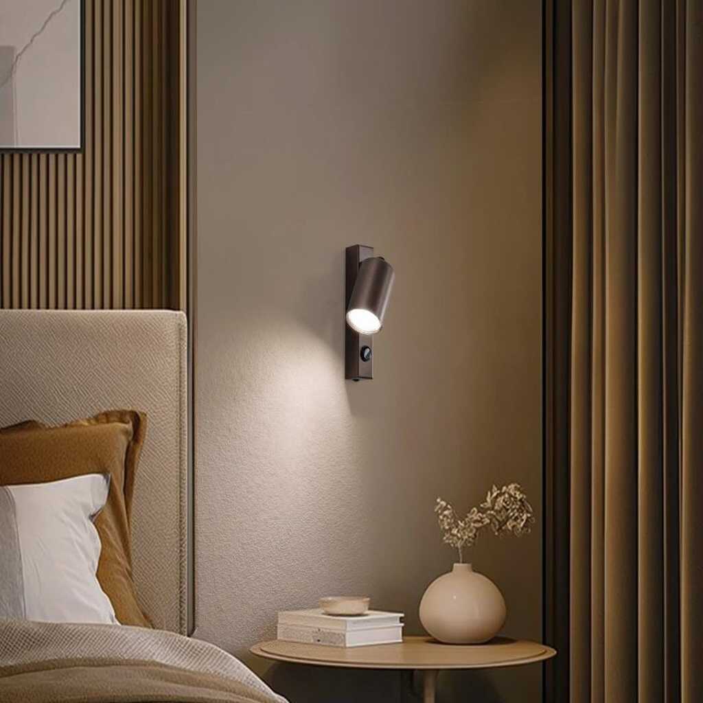 mylights Kahverengi ve siyah Metal Aç-Kapa anahtarlı Yatak Başı LED Aplik GU10 tasarruflu led ampul duvar aplik otel kafe modern mimari