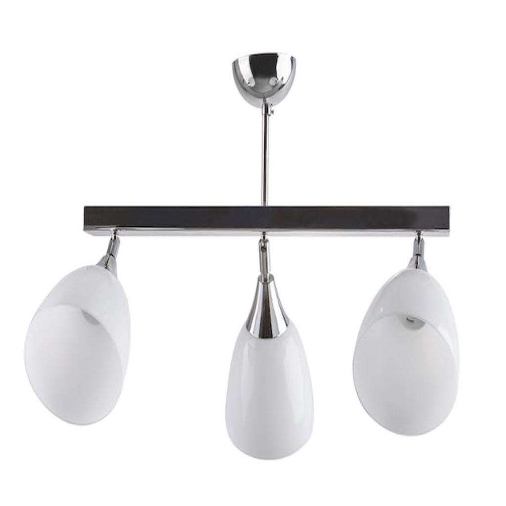 MYLİGHTS KROM ÜÇLÜ HAREKETLİ SIRALI AVİZE OPAL CAM SPOR MODERN AVİZE 55CM EN