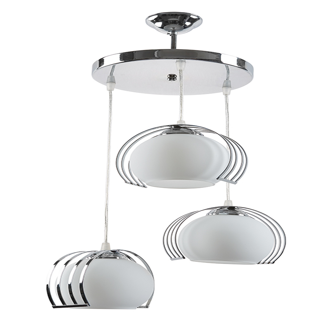 MYLİGHTS KROM ÜÇLÜ MODERN SARKIT AVİZE SPOR AVİZE OPAL CAM 30CM