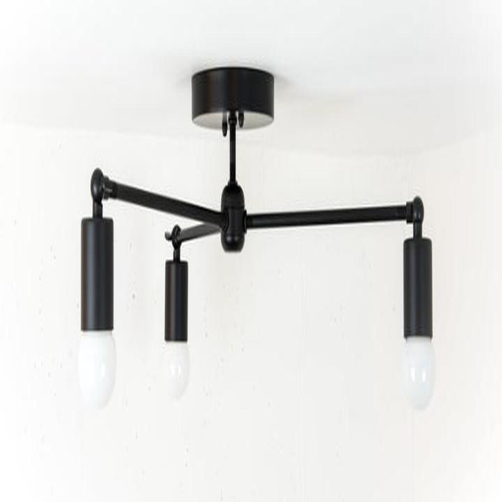 MYLİGHTS MAFSALI HAREKLİ ÜÇLÜ AVİZE MAT SİYAH MYLİGHTS PLOFONYER TAVAN HAREKLİ AVİZE