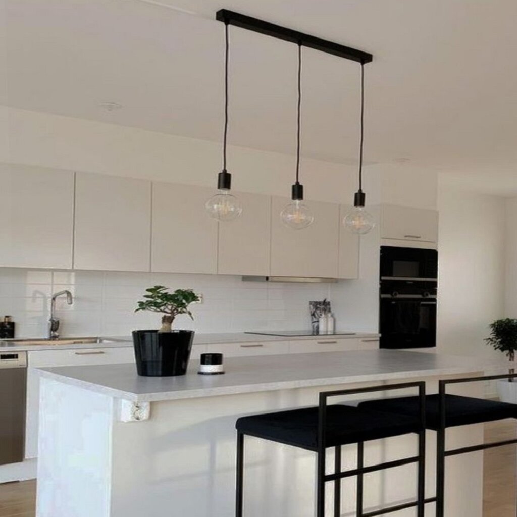 MYLİGHTS MAT SİYAH ÜÇLÜ METAL SARKIT AVİZE RUSTİK VİNTAGE RETRO 60CM KASA 