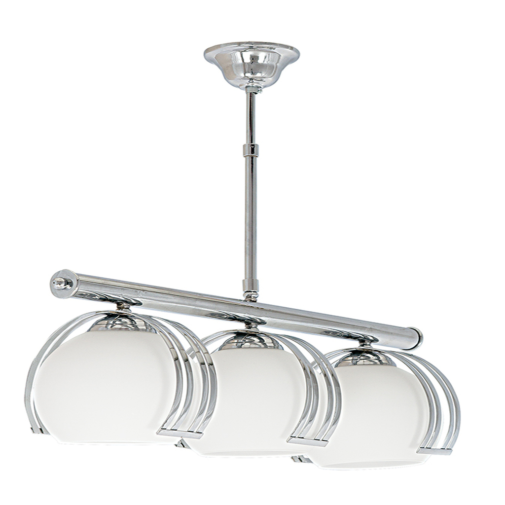 MYLİGHTS MODERM KROM AVİZE ÜÇLÜ SIRALI OPAL CAM SARKIT AVİZE