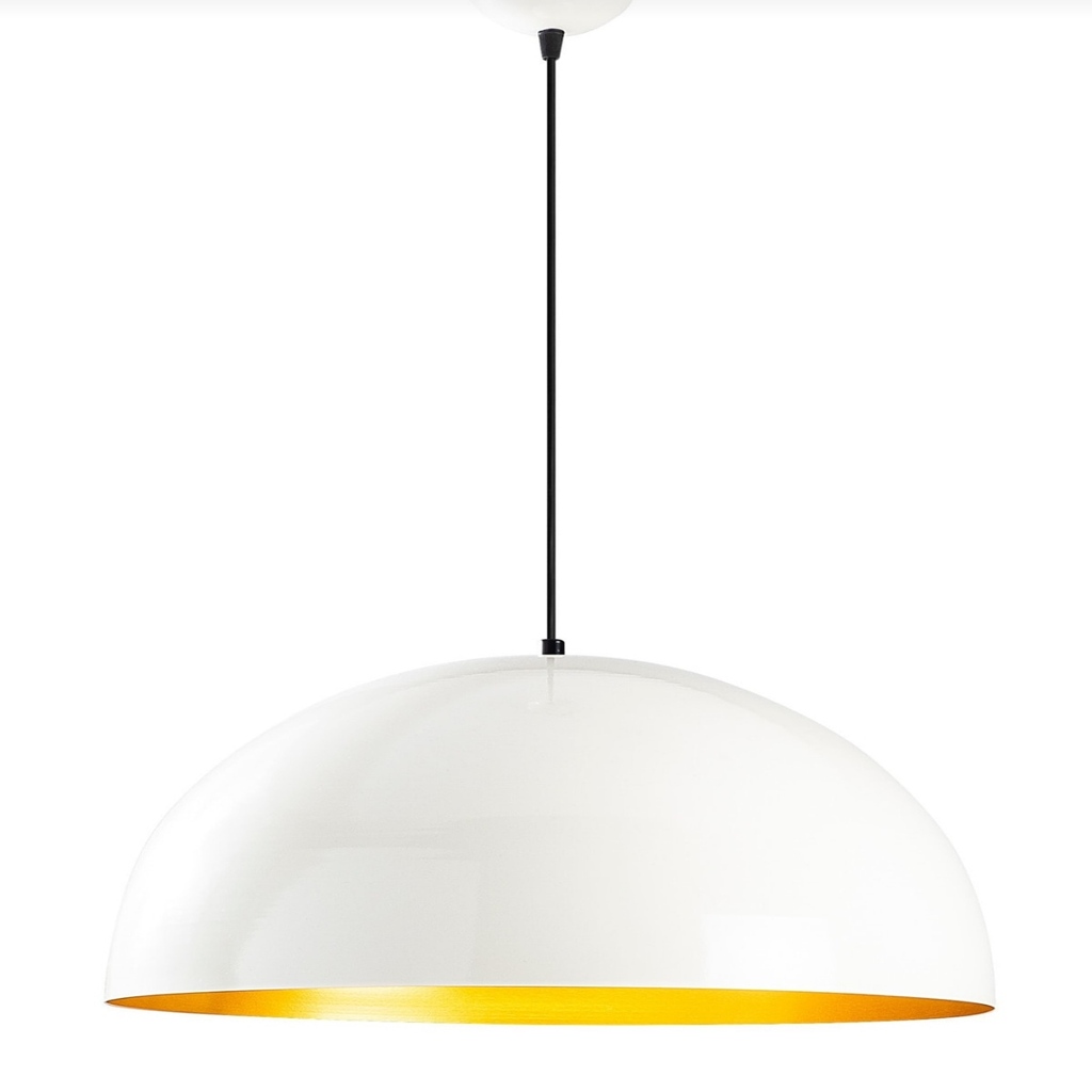 MYLİGHTS MODERN PARLAK BEYAZ İÇİ ALTIN METAL SARKIT AVİZE 40 CM EN E27 DYLU