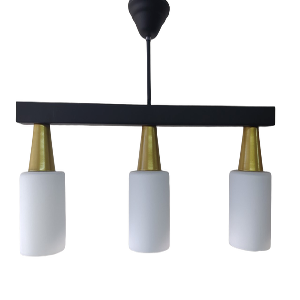 MYLİGHTS MODERN SİYAH OPAL CAMLI SIRALI 3LÜ AVİZE 60CM EN