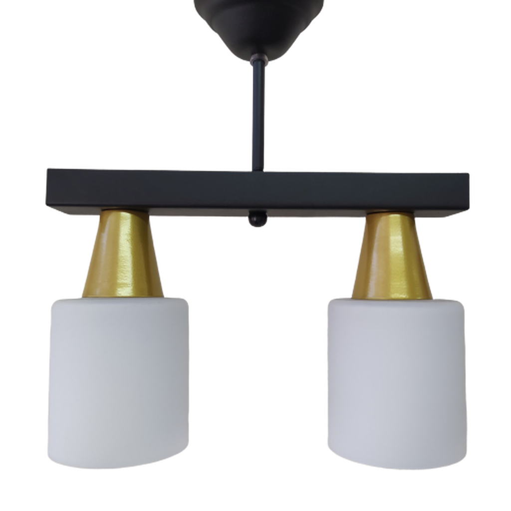 MYLİGHTS MODERN SİYAH SIRALI İKİLİ SARKIT AVİZE OPAL CAMLI