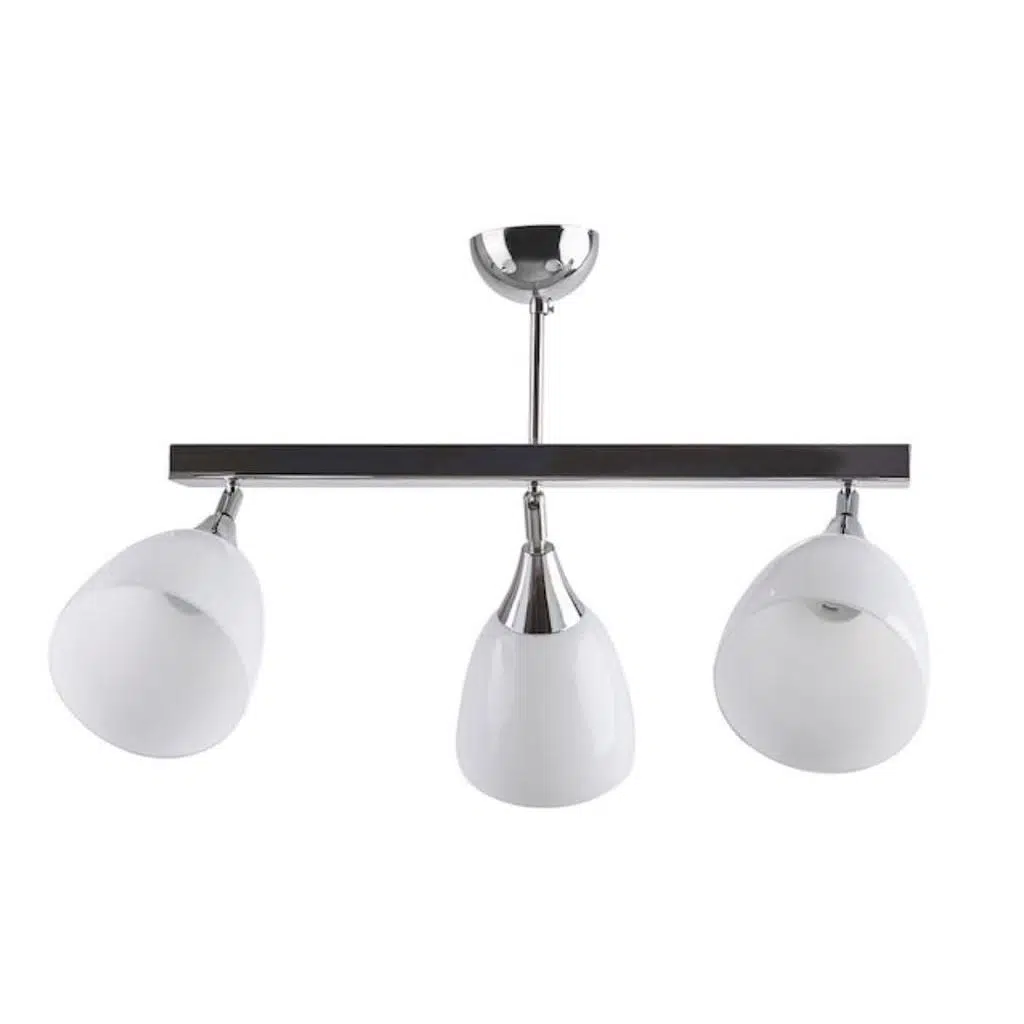 MYLİGHTS MODERN ÜÇLÜ MAFSALI HAREKETLİ KROM AVİZE OPAL CAM SIRALI ÜÇLÜ PLOFONYER AVİZE